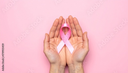 A Symbolic Image of a Pink Ribbon for Health and Awareness Campaigns, Charity Promotions, and Wellness
