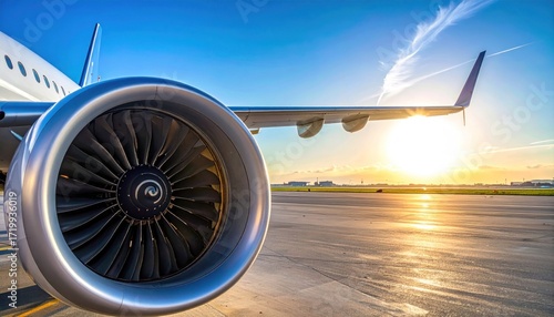 Airplane engine sunrise