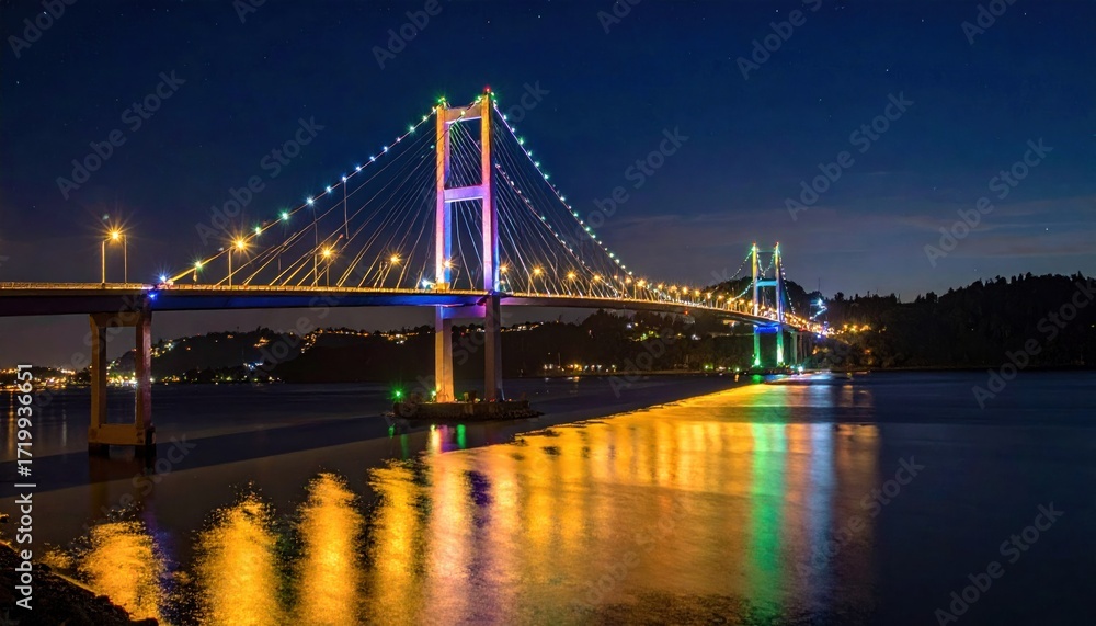 Fototapeta premium Colorful bridge at night