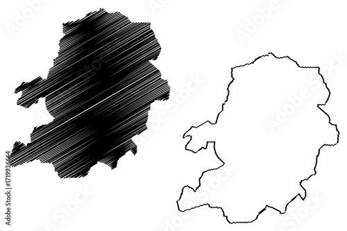 Centre Region (Regions of Cameroon, Republic of Cameroon) map vector illustration, scribble sketch Centre map
