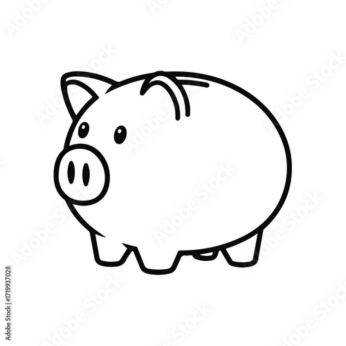 Piggy bank illustration, money saving symbol, finance container design, cute pig silhouette artwork, coin deposit object for budget planning