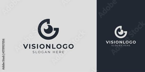 Vision Logo with Abstract Eye Lens Vector Design