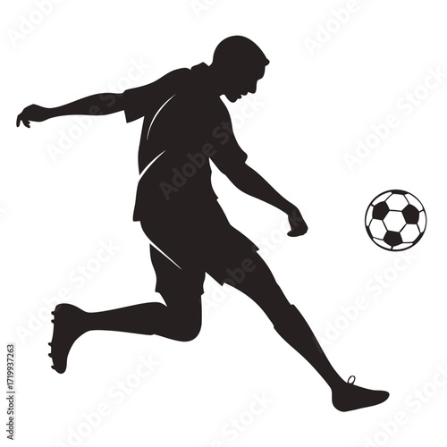Soccer player kicking corner silhouette