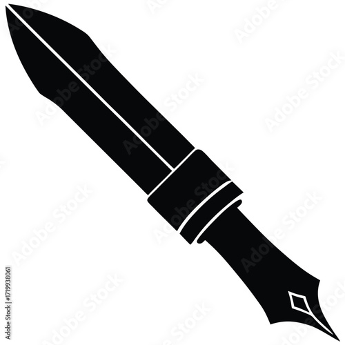 Stylized black sword silhouette depicting ancient warfare and combat readiness icon silhouette