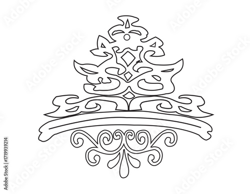 Black and white ornamental flourish isolated on white background