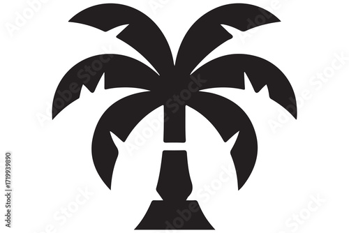 Palm tree silhouette vector illustration minimal outline tropical tree icon
