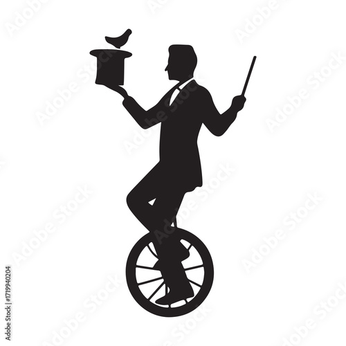 Magician Unicycle Performance Silhouette Icon