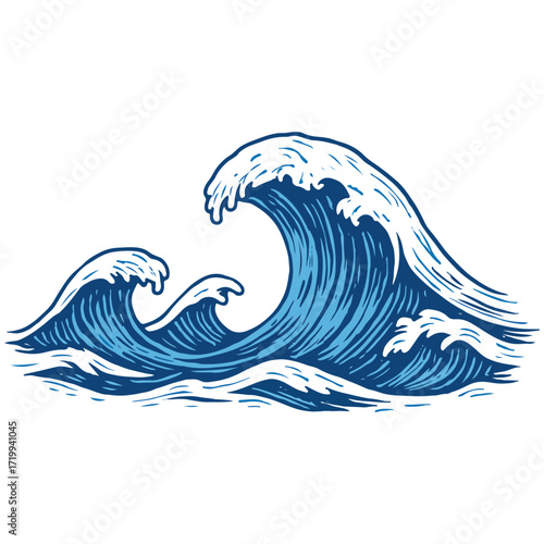 Ocean Wave Sea Water Surf Illustration Vector
