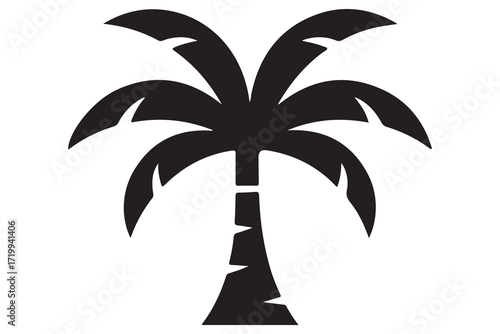 Palm tree silhouette vector illustration minimal outline tropical tree icon
