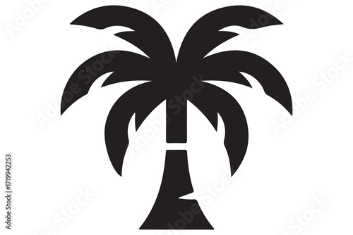 Palm tree silhouette vector illustration minimal outline tropical tree icon
