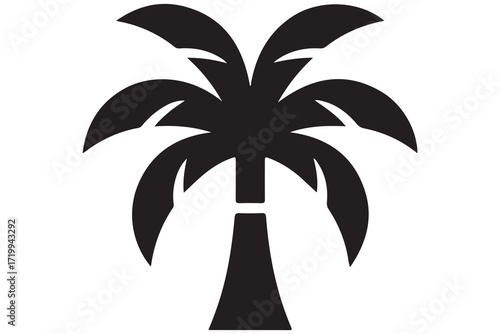 Palm tree silhouette vector illustration minimal outline tropical tree icon
