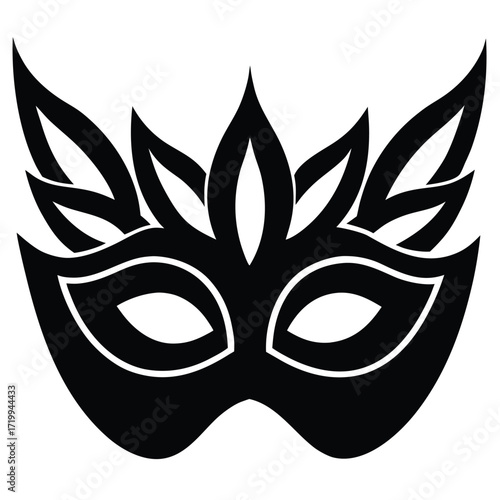 Elegant black masquerade mask with feathered accents for festive occasions silhouette