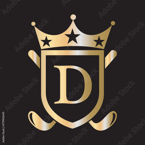 Initial Golf Logo combine with letter D vector template	