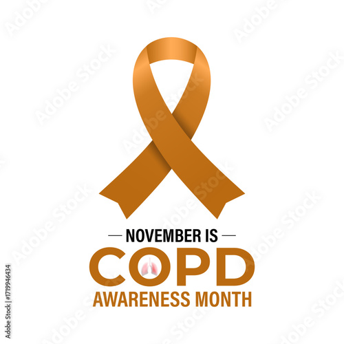 COPD Awareness Month in November spreads awareness on chronic obstructive pulmonary disease, early detection, prevention, and better lung health. Banner poster, social media and background design.
