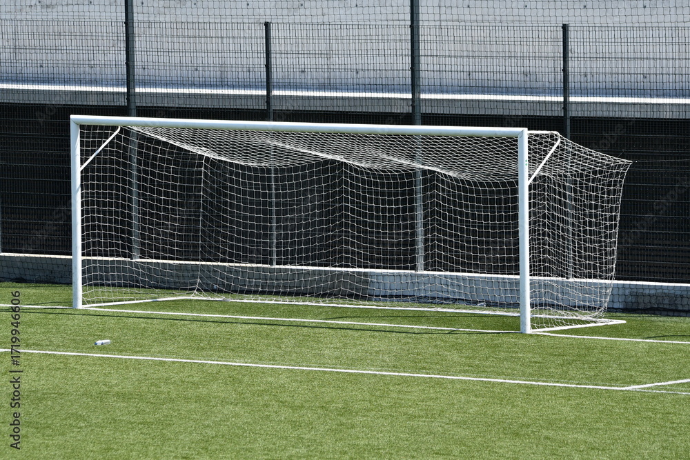 Fototapeta premium Baliza com rede num campo de futebol