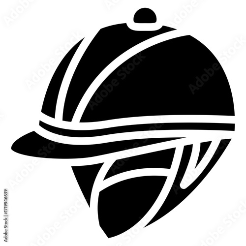 black and white horse rider hat glyph icon