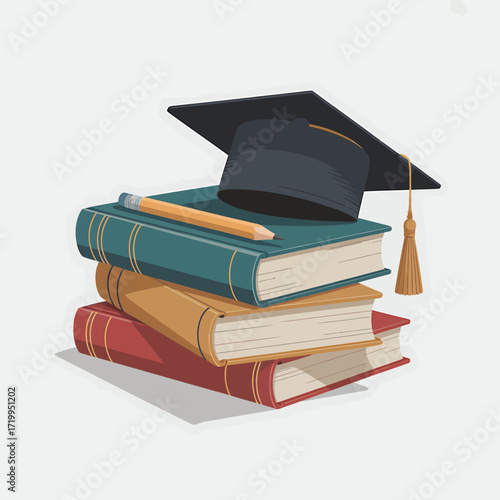 Clean vector illustration of a careful person with abstract elements