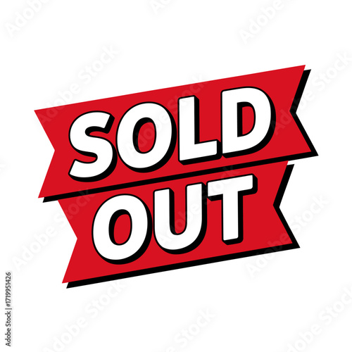 Bold sold out text illustration for retail and sales