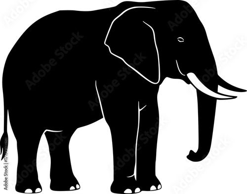 African elephant silhouette with large ears long trunk and tusks majestic wildlife animal