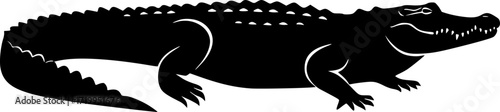 Crocodile silhouette with textured scaly skin long tail and powerful jaws reptile predator