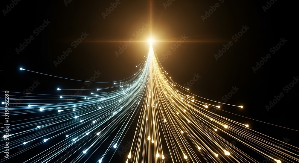 Obraz premium Convergence of Light - Digital Network and Data Flow Visualization