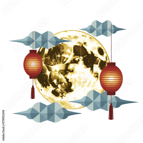Radiant full moon illustration with subtle glow and cosmic atmosphere