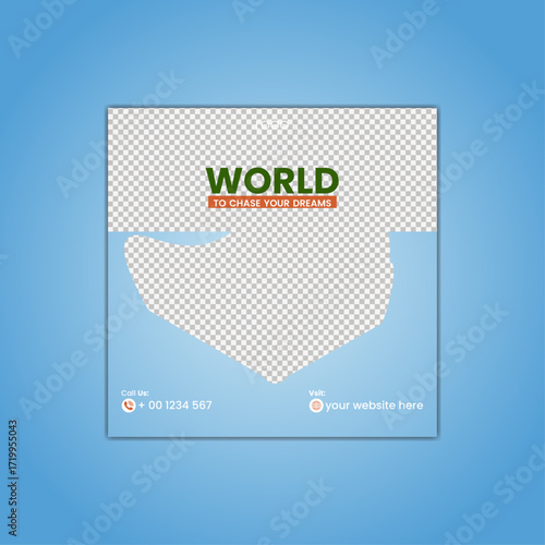 Modern Travel Social Media Post Template for Instagram and Facebook – Vacation, Holiday, Tourism Banner Design