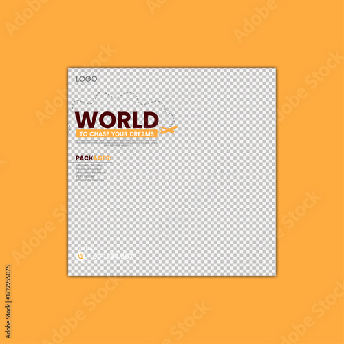 Modern Travel Social Media Post Template for Instagram and Facebook – Vacation, Holiday, Tourism Banner Design