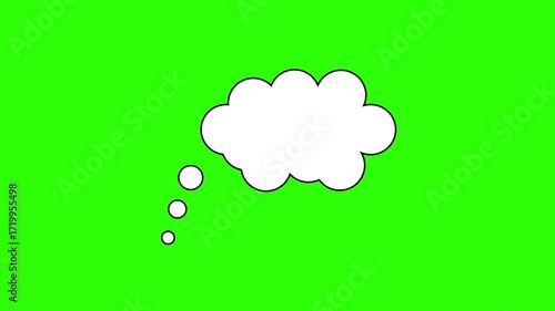 Animation cloud speech bubble green screen background