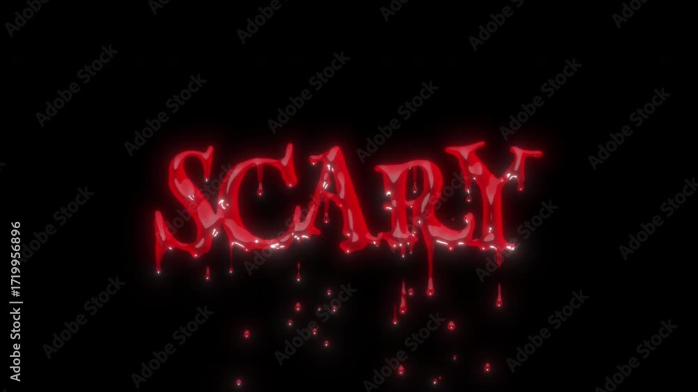 Scary animated text with dripping blood effect on a transparent background. Creepy horror-style design, perfect for Halloween, horror intros, live streams, Black Friday promotions, spooky events.