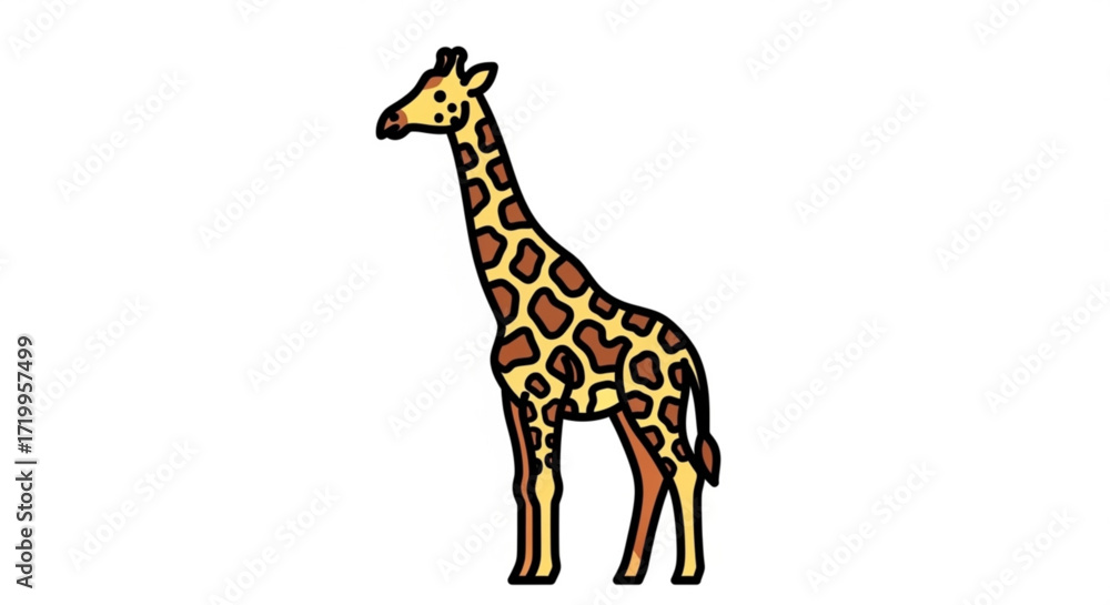 Fototapeta premium A tall giraffe with brown spots stands gracefully, its long neck reaching for the sky, a majestic creature of the african savanna