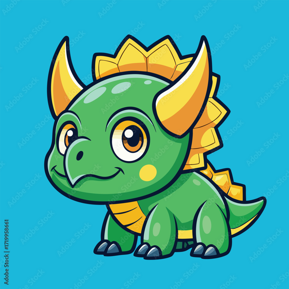 Fototapeta premium design logo vector icon illustration cartoon triceratops