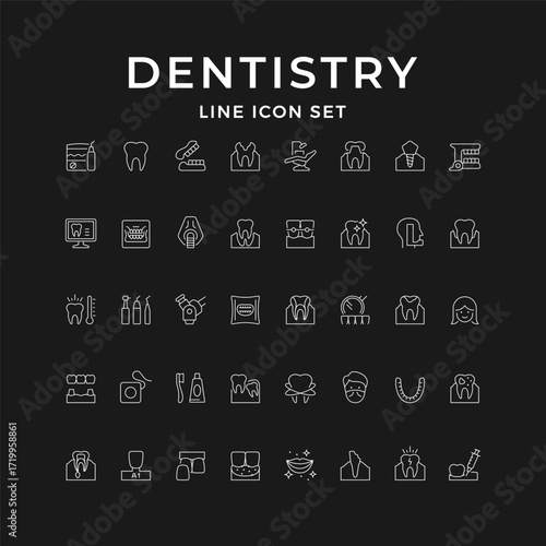 Set line icons of dentistry