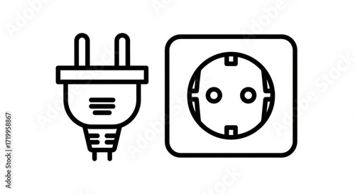 European plug and socket electrical outlet power socket illustration electric plug icon vector illustration