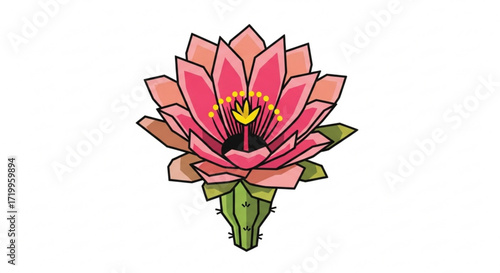 Illustration of a blooming cactus flower, a beautiful and resilient plant that thrives in arid environments