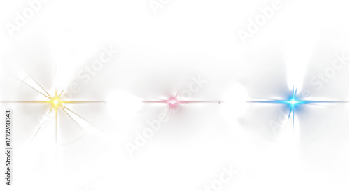 Colorful light flares isolated on transparent background