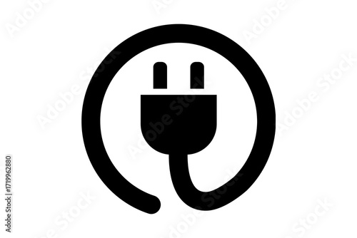 Power button icon with plug for use in publications, stores, and corporate materials.