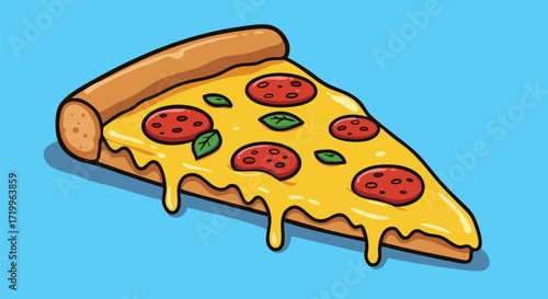 Pepperoni Pizza Slice with Melted Cheese