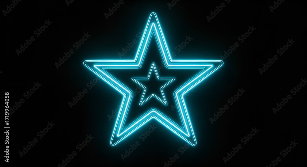 Fototapeta premium Bright Teal Neon Star Design.