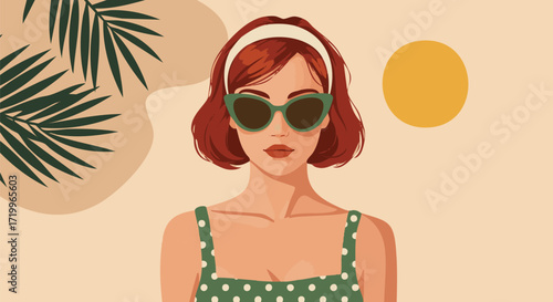 Stylish Woman with Bob Haircut and Sunglasses