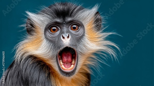 Wallpaper Mural Monkey with a big mouth and a surprised expression. The monkey's mouth is open wide, and its eyes are wide open, giving the impression that it is surprised or shocked Torontodigital.ca