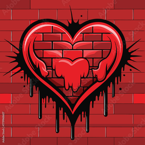  love Dynamic urban street art illustration with graffiti and city elements