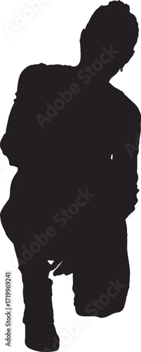 vector,silhouette of a front view of a woman squatting