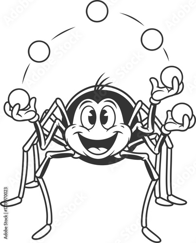 Spider cartoon mascot vector illustration silhouette