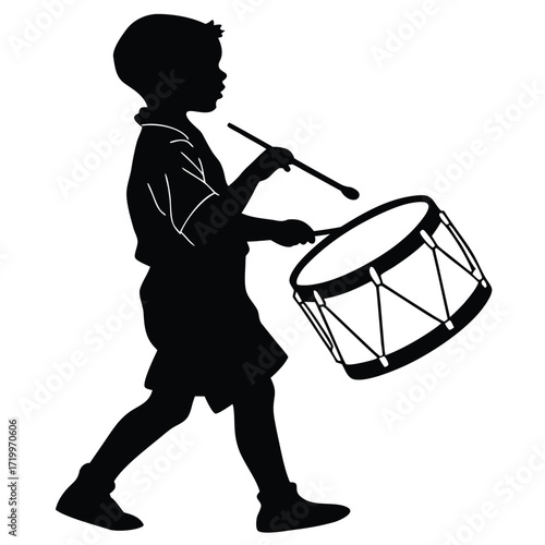 Boy playing drum silhouette