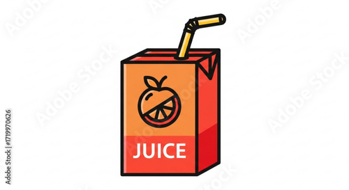 Illustration of an orange juice box with a straw, , perfect for health, breakfast, and refreshment concepts