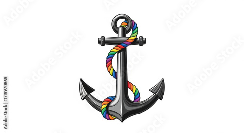 Anchor with rainbow rope, symbolizing hope, diversity, and support for the lgbtq community, a powerful emblem of inclusivity