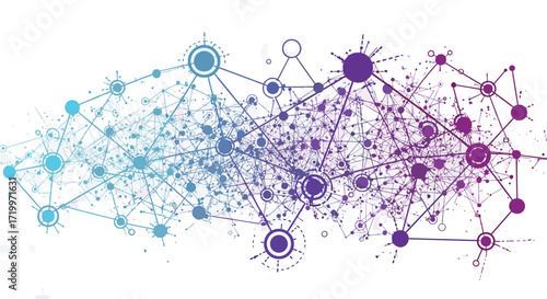 Futuristic concept of global communication and technology represented by a complex web of interconnected data nodes and information flow