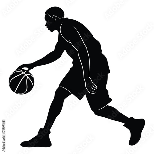 Basketball player dribbling silhouette