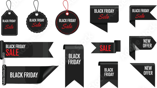 Black Friday Sale Labels and Tags Collection Enhance Your Promotional Materials